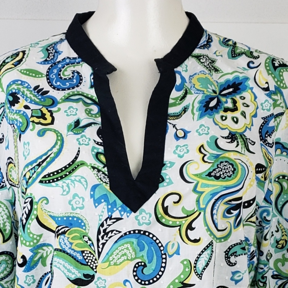 Charter Club Top size 16 Blue Paisley Peasant